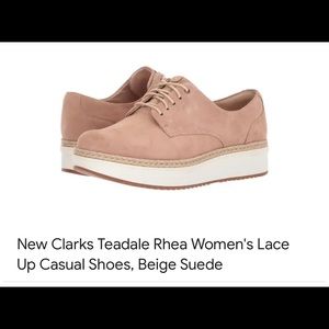 Clarks nubuck Clair rose platform lace up shoe 8 new